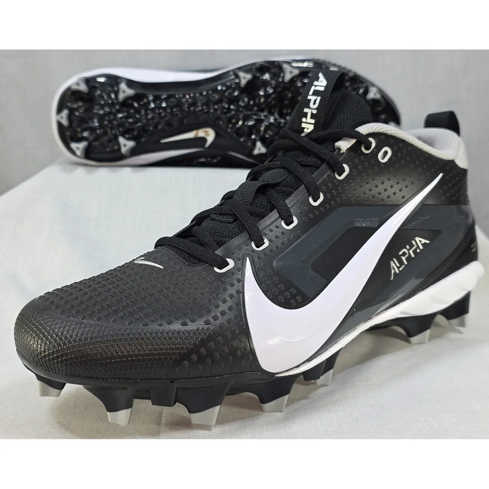 Nike Alpha Menace 4 Varsity Football Cleats Black White FN0027-001 Men's Size 12